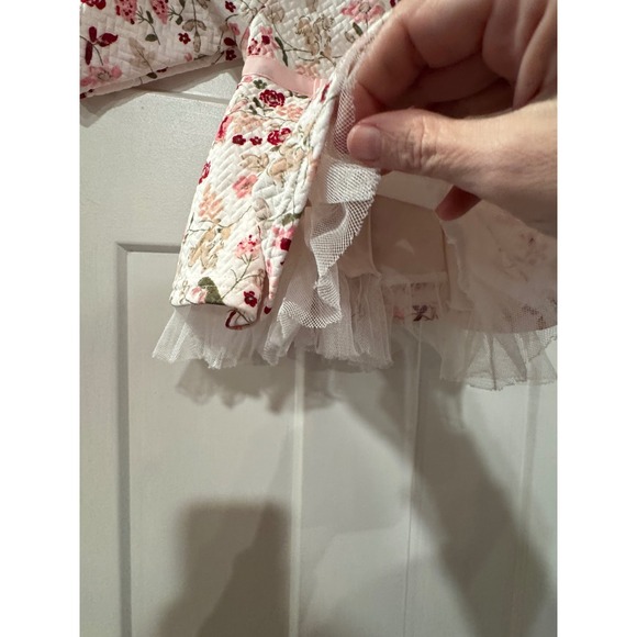 Youngland squiggles Baby Girls Newborn 3M  Floral Dress Pink Bow Tulle Trim - Picture 2 of 7